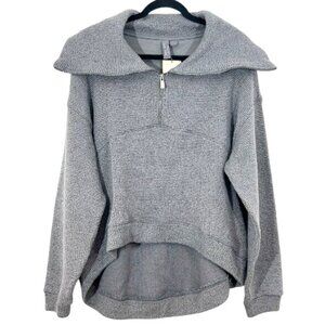 Sweaty Betty Restful Boucle Half Zip Sweatshirt Charcoal Marl Medium New